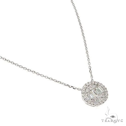 18K Gold Baguette Diamond Necklace With Adjustable Chain 67306