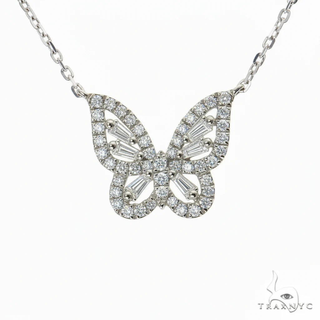 18K Gold Baguette Diamond Necklace 68514