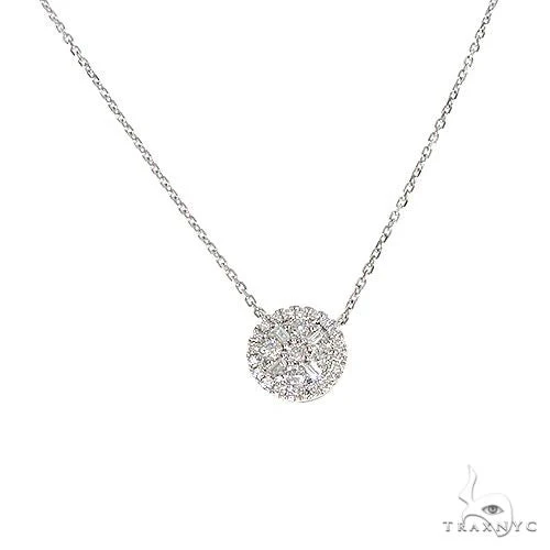 18K Gold Round Diamond Necklace With Adjustable Chain 67310