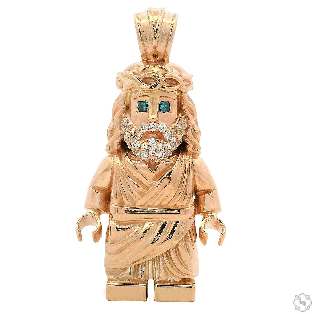 TraxNYC Solid Gold Block Jesus Pendant Medium 70904