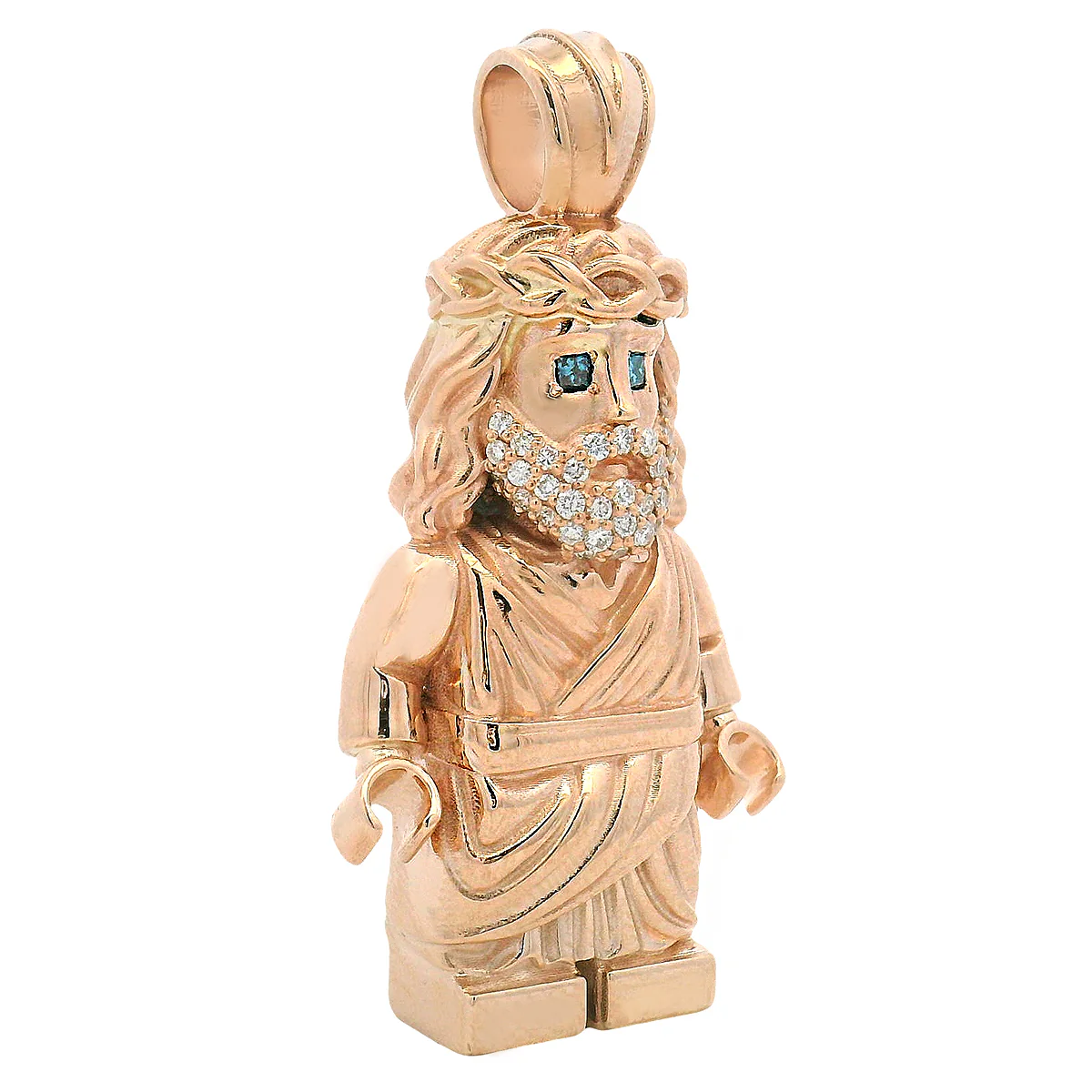 TraxNYC Solid Gold Block Jesus Pendant Medium 70904