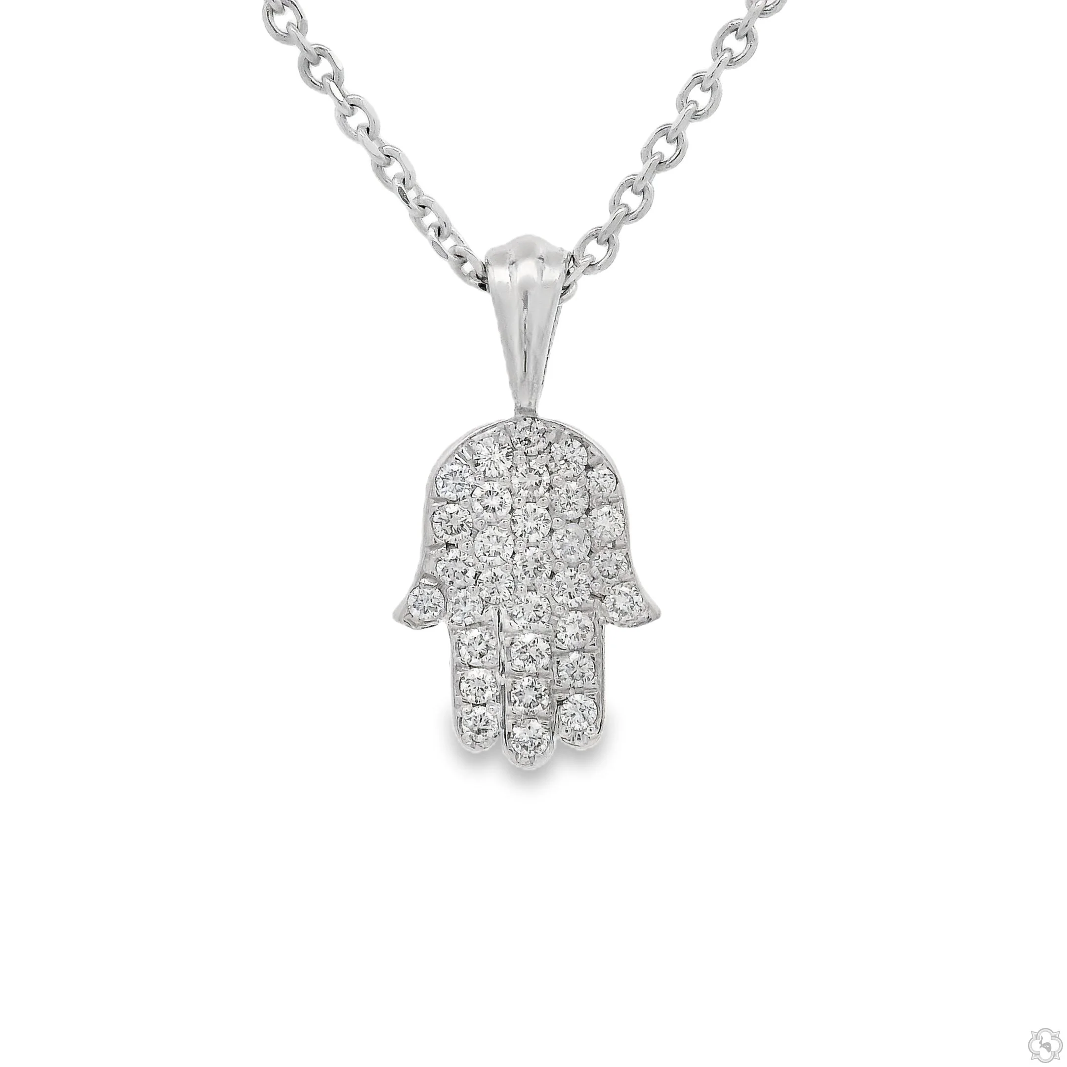 Pave Diamond Hamsa Pendant Set - Small 70801