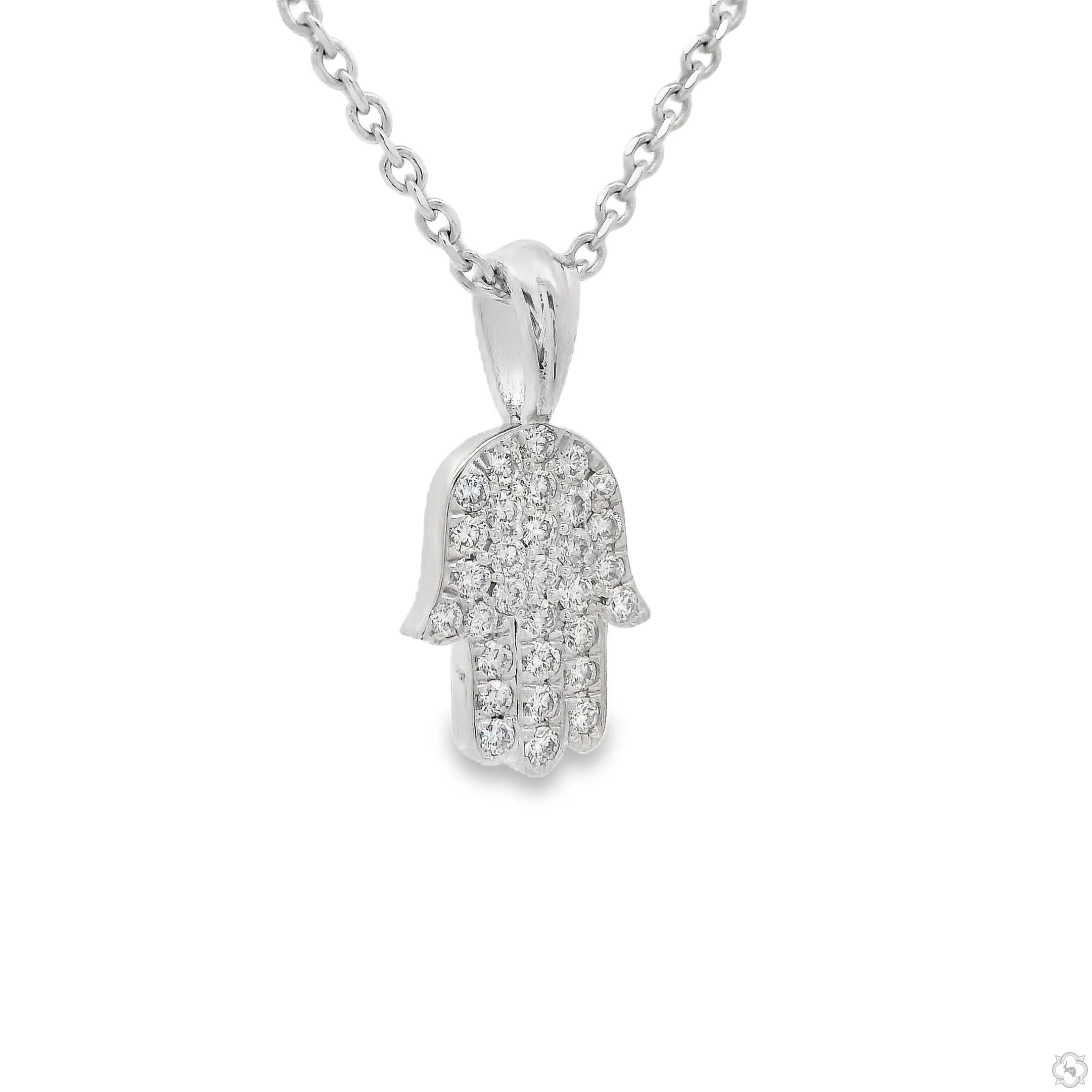 Pave Diamond Hamsa Pendant Set - Small 70801