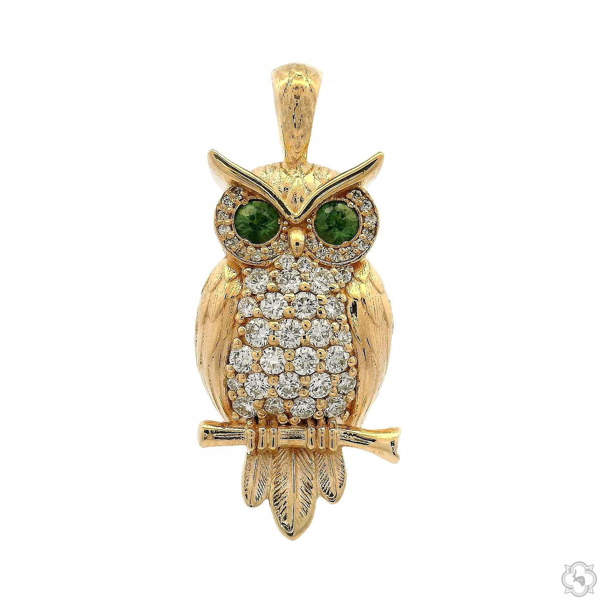Sapphire-Eyed Owl Diamond Pendant 70769