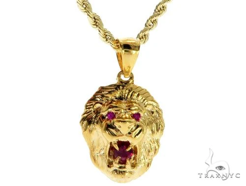 TraxNYC Ruby Lion Pendant and Rope Chain Set 61556