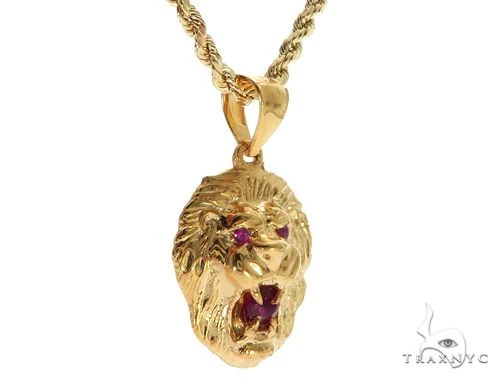 TraxNYC Ruby Lion Pendant and Rope Chain Set 61556