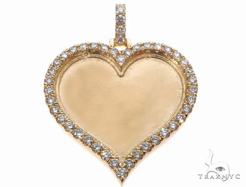 14K Gold Customizable Heart Photo Pendant 1 inch 64627