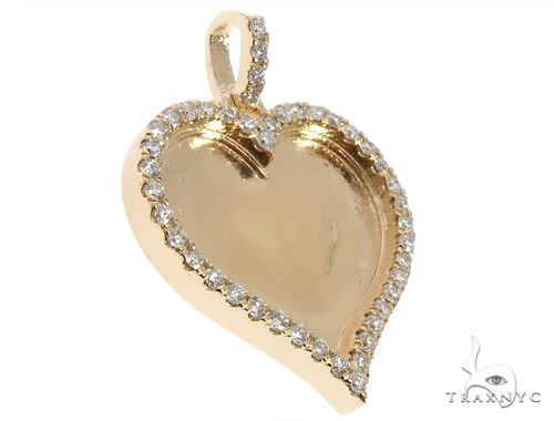 14K Gold Customizable Heart Photo Pendant 1 inch 64627