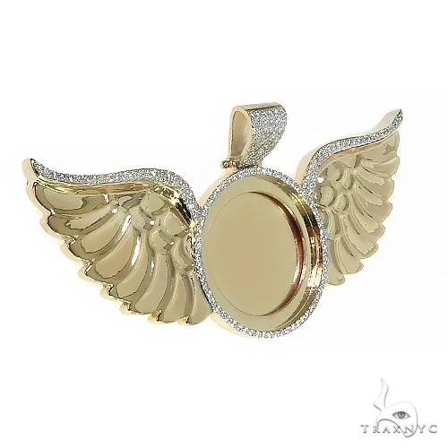 14K Gold Memorial Photo Pendant With Wings 66601