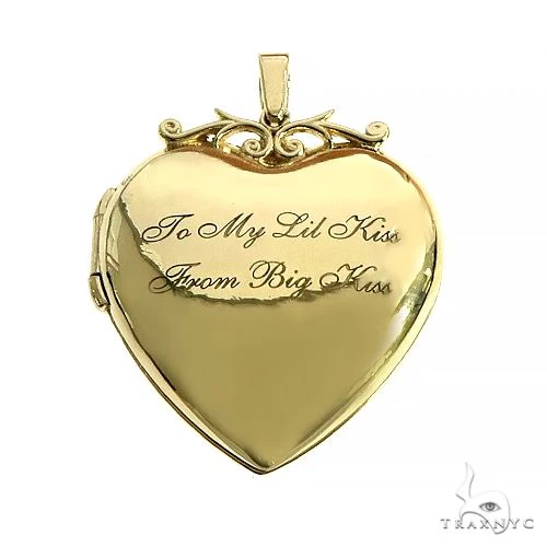14K Gold Heart Locket Photo Pendant 66631