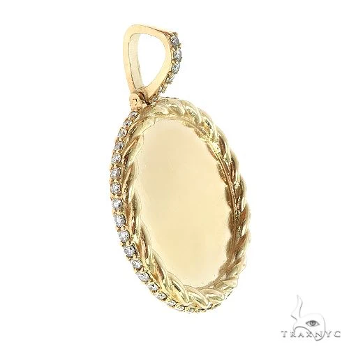 14K Gold Side Diamond Frame Memorial Photo Pendant 66800