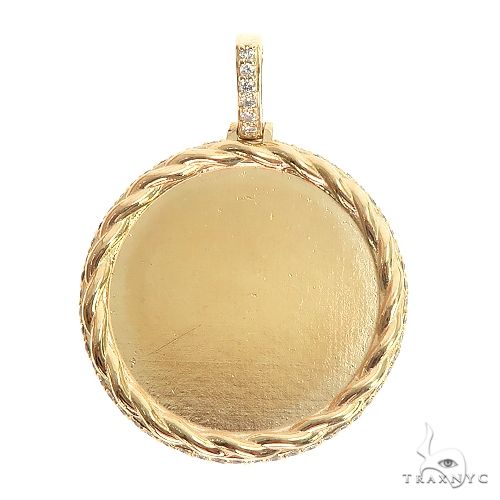 14K Gold Side Diamond Frame Memorial Photo Pendant 66801