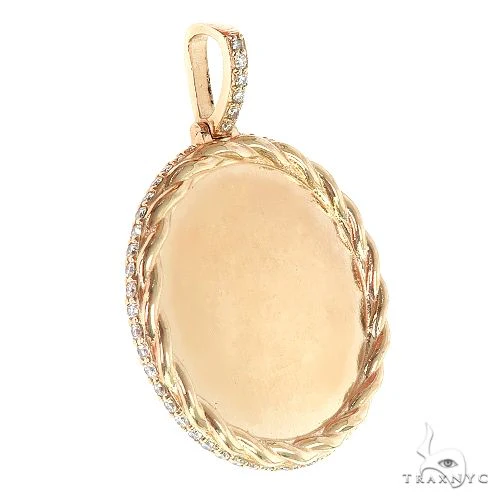 14K Gold Side Diamond Frame Memorial Photo Pendant 66801