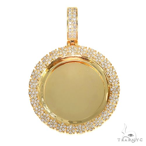 14K Gold Flower Frame Diamond Photo Pendant 66880