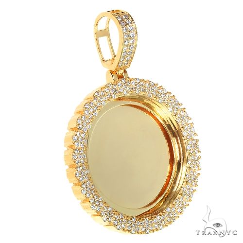 14K Gold Flower Frame Diamond Photo Pendant 66880