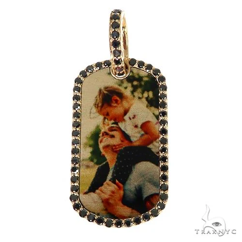Dog Tag Black Diamond Frame Photo Pendant 67908