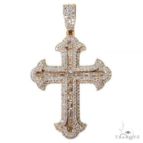 Emerald Cut Diamond Cross Pendant 68576