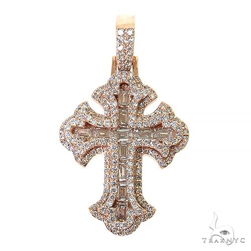 Emerald Cut Diamond Cross Pendant 68542