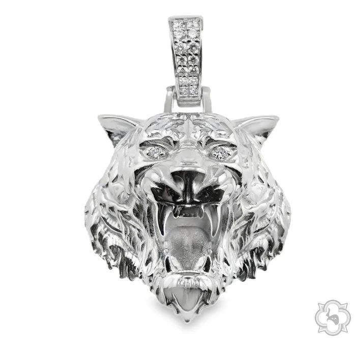 .925 Silver Tiger Head Pendant 2 -Large 70675