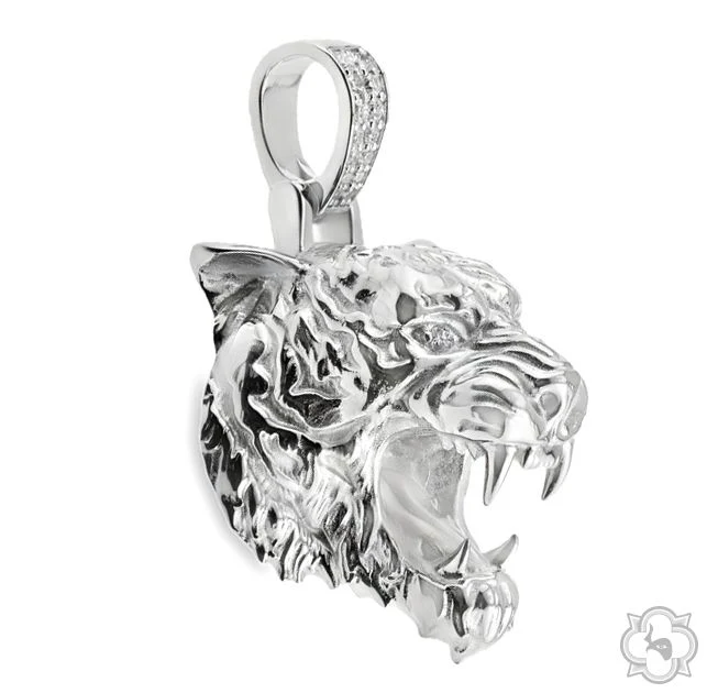 .925 Silver Tiger Head Pendant 2 -Large 70675