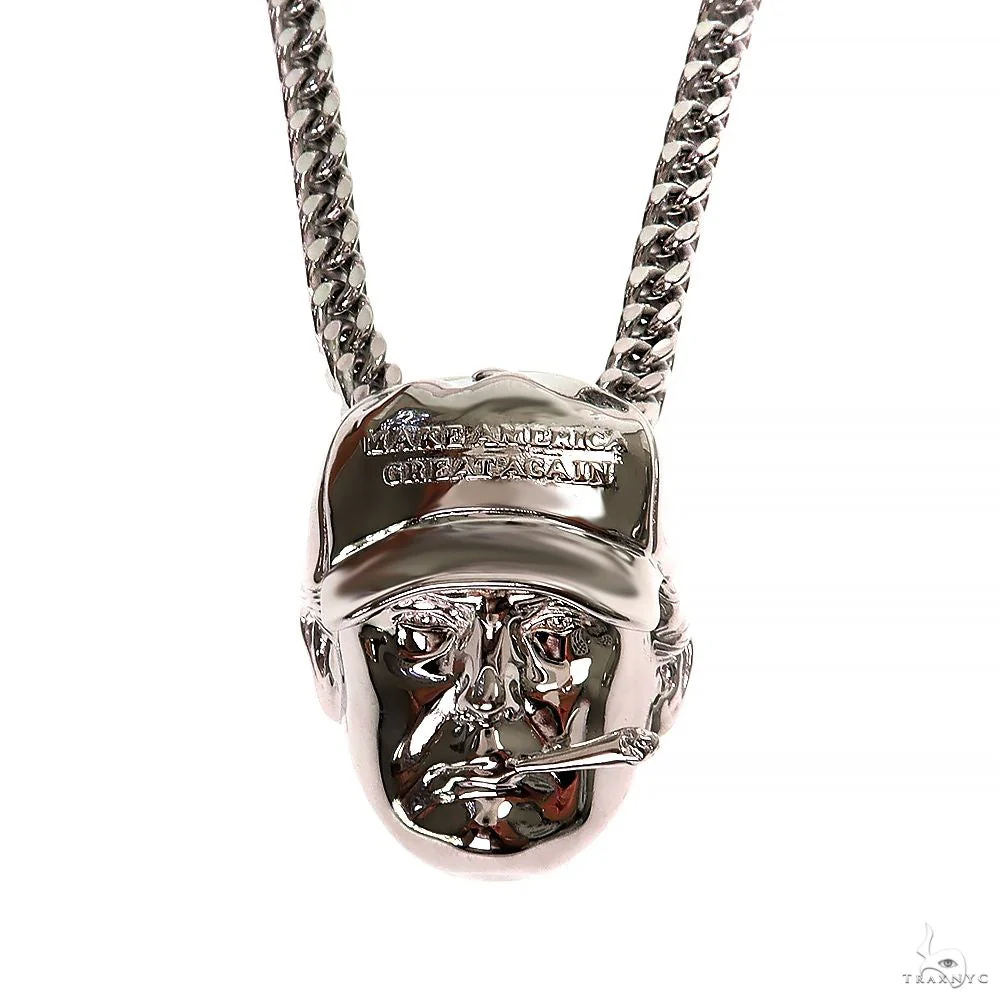 Mini Donald Trump Pendant with Franco Chain Set .925 Silver 70001