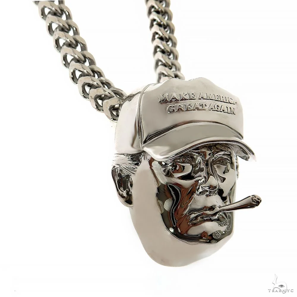Mini Donald Trump Pendant with Franco Chain Set .925 Silver 70001