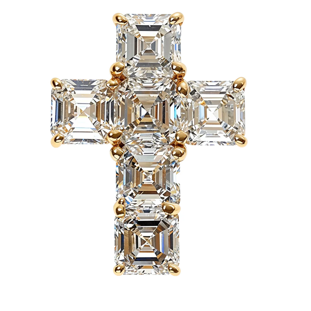 Asscher Cut Diamond Cross Pendant 69715