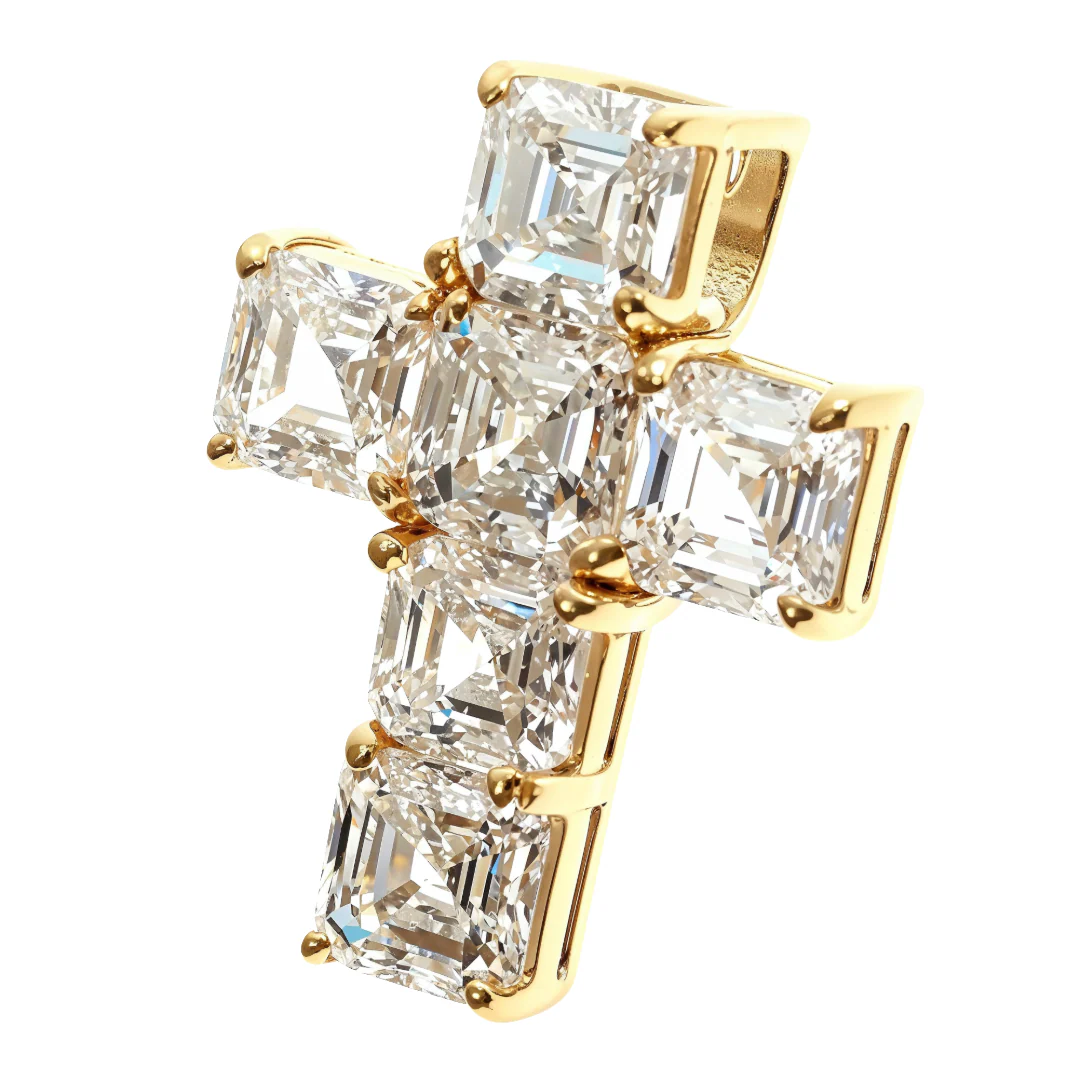 Asscher Cut Diamond Cross Pendant 69714