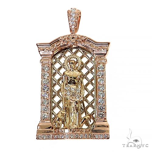 Tri-Color Mini St. Lazarus Diamond Pendant 68455