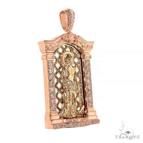 Tri-Color Mini St. Lazarus Diamond Pendant 68455