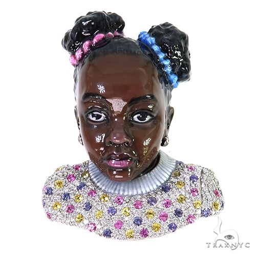 Custom Made 3D Photo Enamel Diamond Pendant 67862