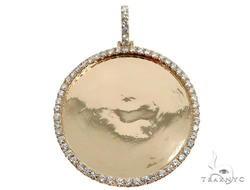 14K Yellow Gold Customizable Photo Pendant 2 inches 64631