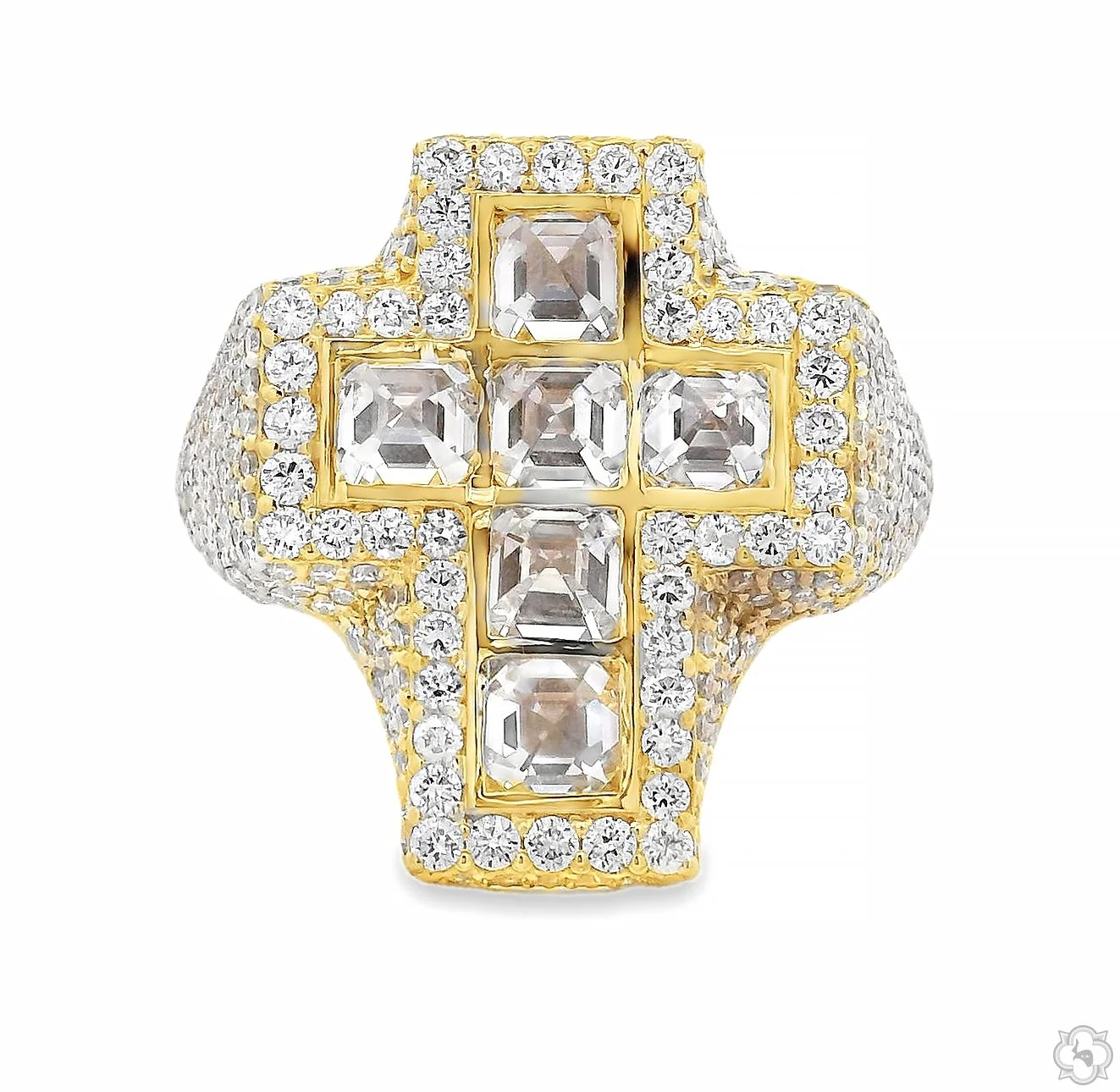 Upside Down Asscher Diamond Cross Ring 70829