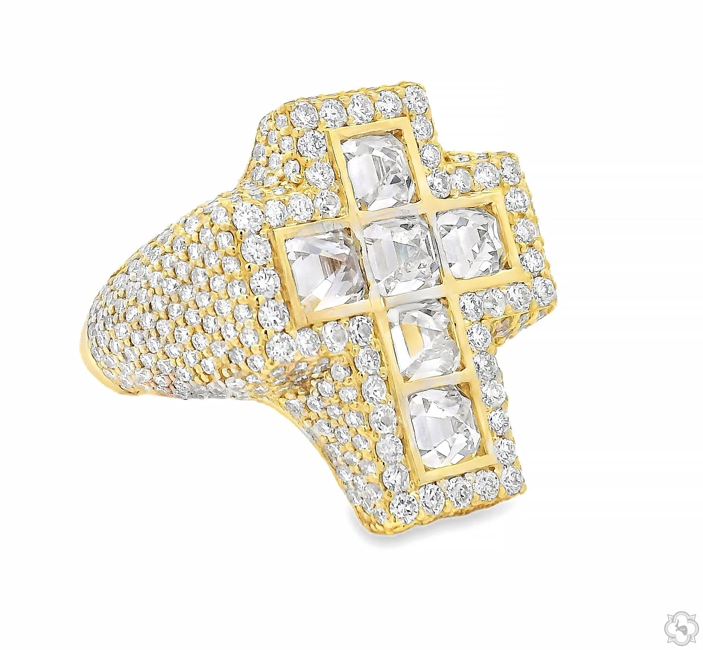 Upside Down Asscher Diamond Cross Ring 70829