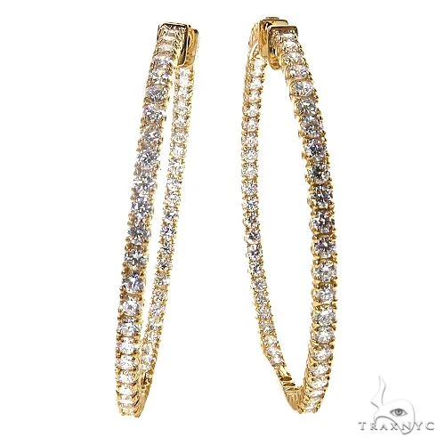 14K Gold Diamond Hoop Earrings 68681