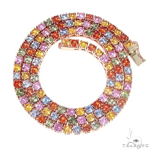 14K Gold Multi Colored Sapphire Tennis Chain 66727