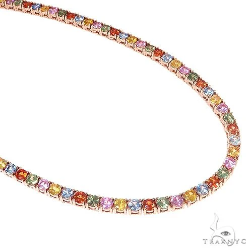 14K Gold Multi Colored Sapphire Tennis Chain 66727