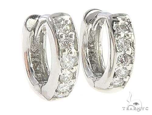 14K Rose Gold Prong Diamond Hoops Earring LIMITED 65453