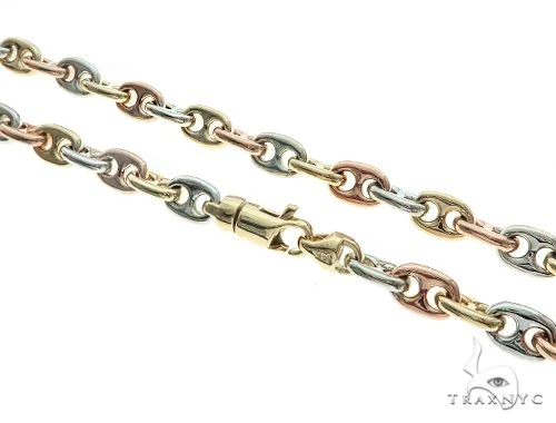 14k Three Tone Gold Solid Anchor Link Chain 66222