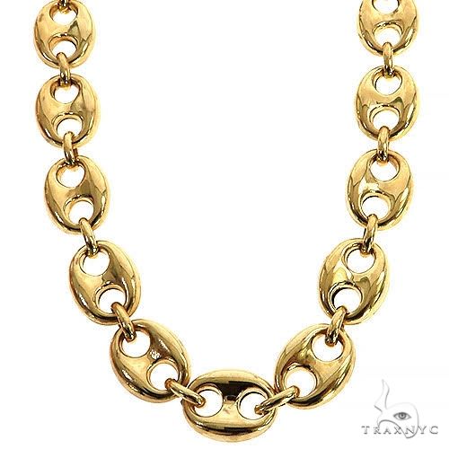 14k Yellow Gold Lite Puffed Mariner Chain 10mm 20 inches 68656