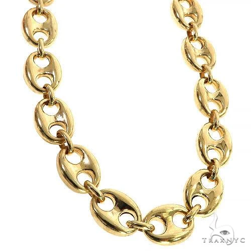 14k Yellow Gold Lite Puffed Mariner Chain 10mm 20 inches 68656