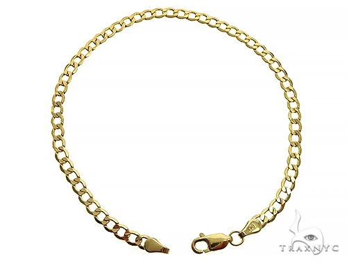 14K Yellow Gold Solid Curb Link Bracelet 7.5 Inches 2mm 70124