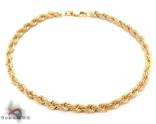 14k Yellow Gold Solid Diamond Cut Rope Bracelet 8 Inches 3.5mm 67532