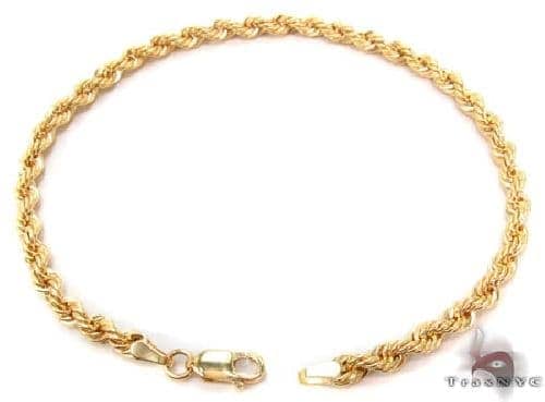 14k Yellow Gold Solid Diamond Cut Rope Bracelet 8 Inches 3.5mm 67532