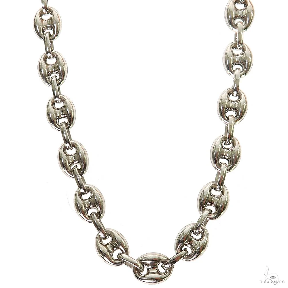 Silver Semi-Solid Puffed Mariner Link Chain 6mm 24 Inches 69808