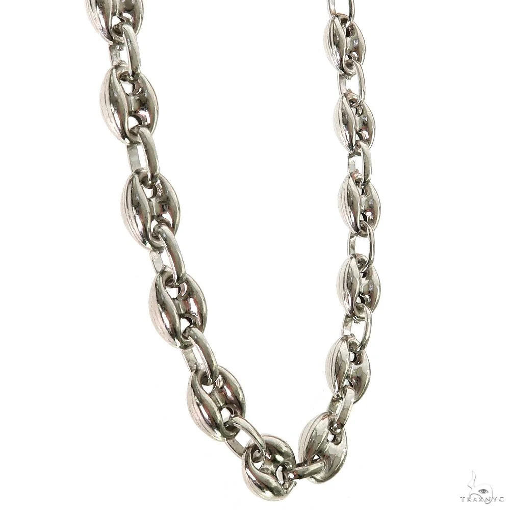 Silver Semi-Solid Puffed Mariner Link Chain 6mm 24 Inches 69808