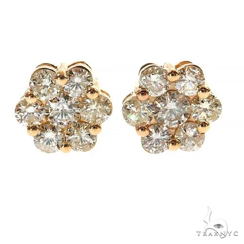 Round Cut Stud Flower Earrings 305
