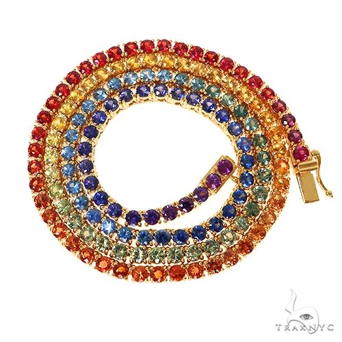 Graduated Rainbow Sapphire Tennis Chain 67586