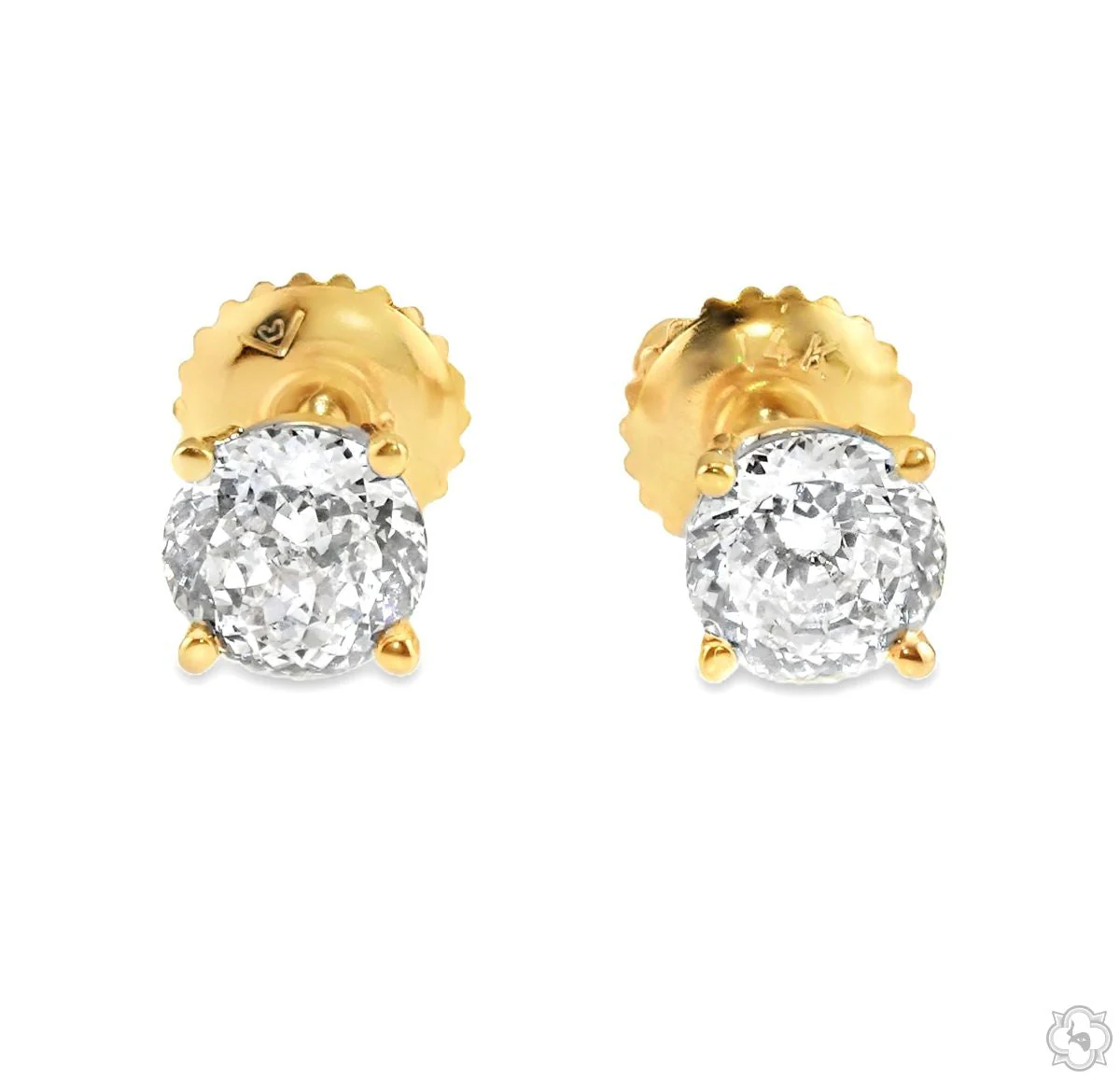Portuguese Cut Diamond Stud Earrings 70602