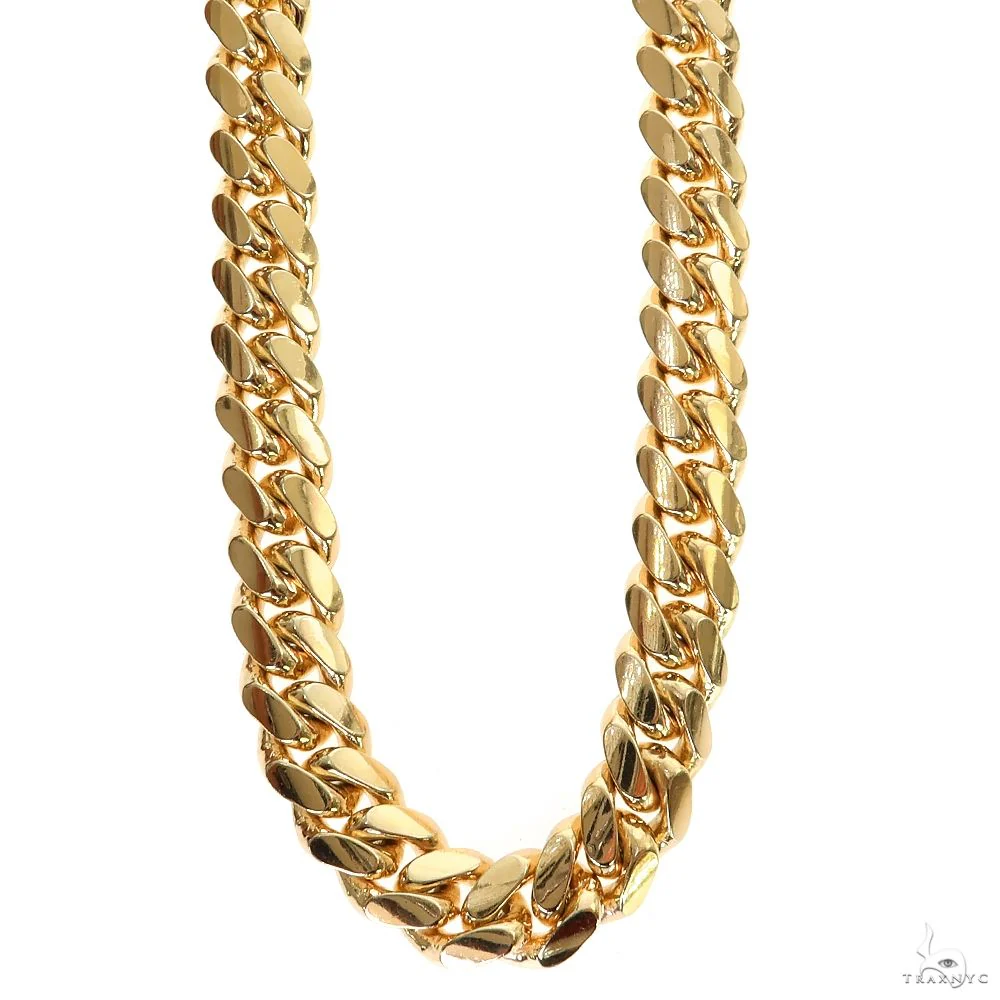 14k Solid Yellow Gold Miami Cuban Link Chain 26 Inches 10mm   32393